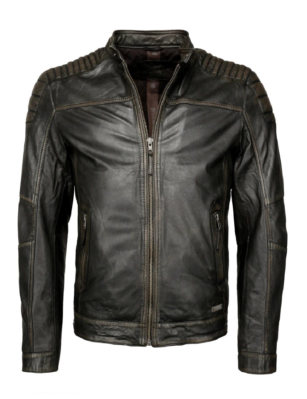 Cafe Racer Rustic Black Mens Leather Biker Jacket (1)