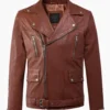 Canyon Brown Leather Moto Jacket – Rugged Biker Design with Distinctive Zip Detailing (1)