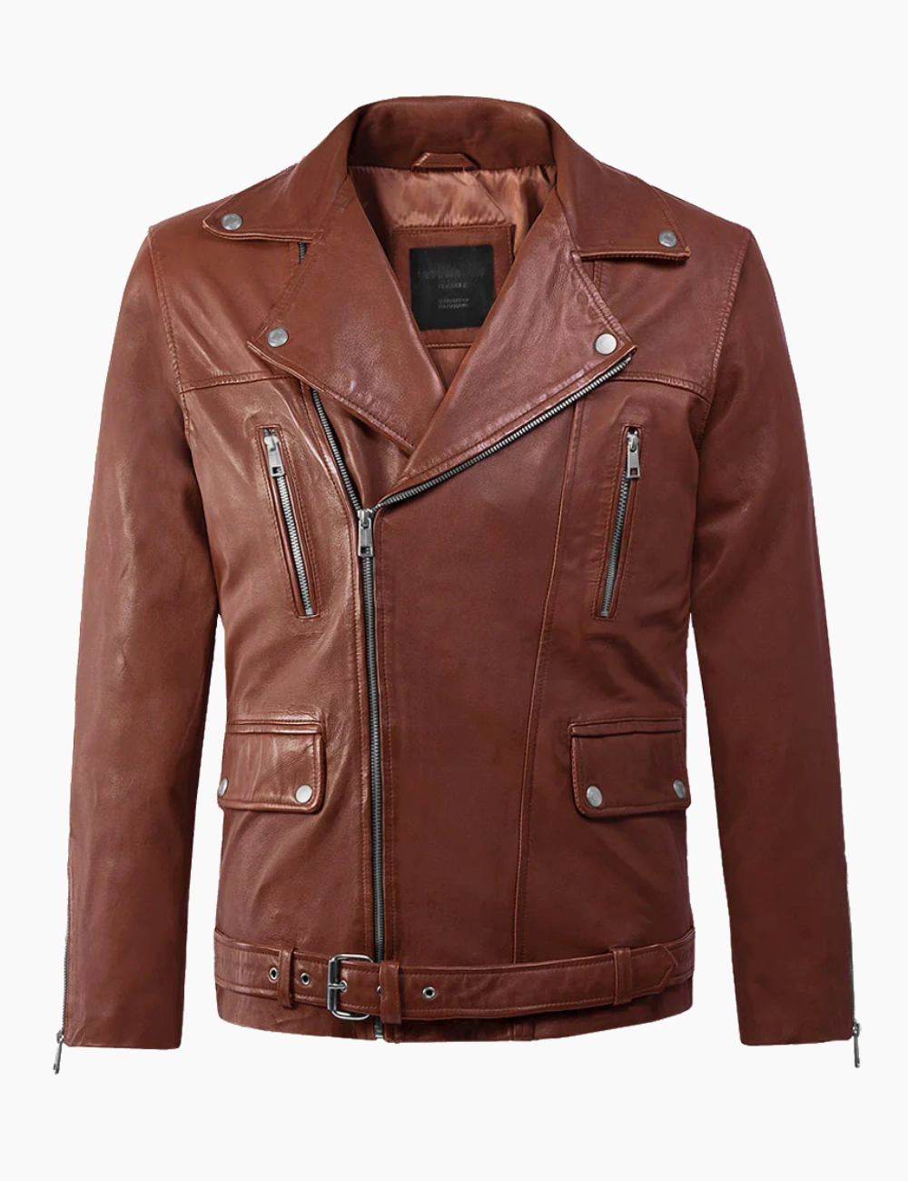 Canyon Brown Leather Moto Jacket – Rugged Biker Design with Distinctive Zip Detailing (1)