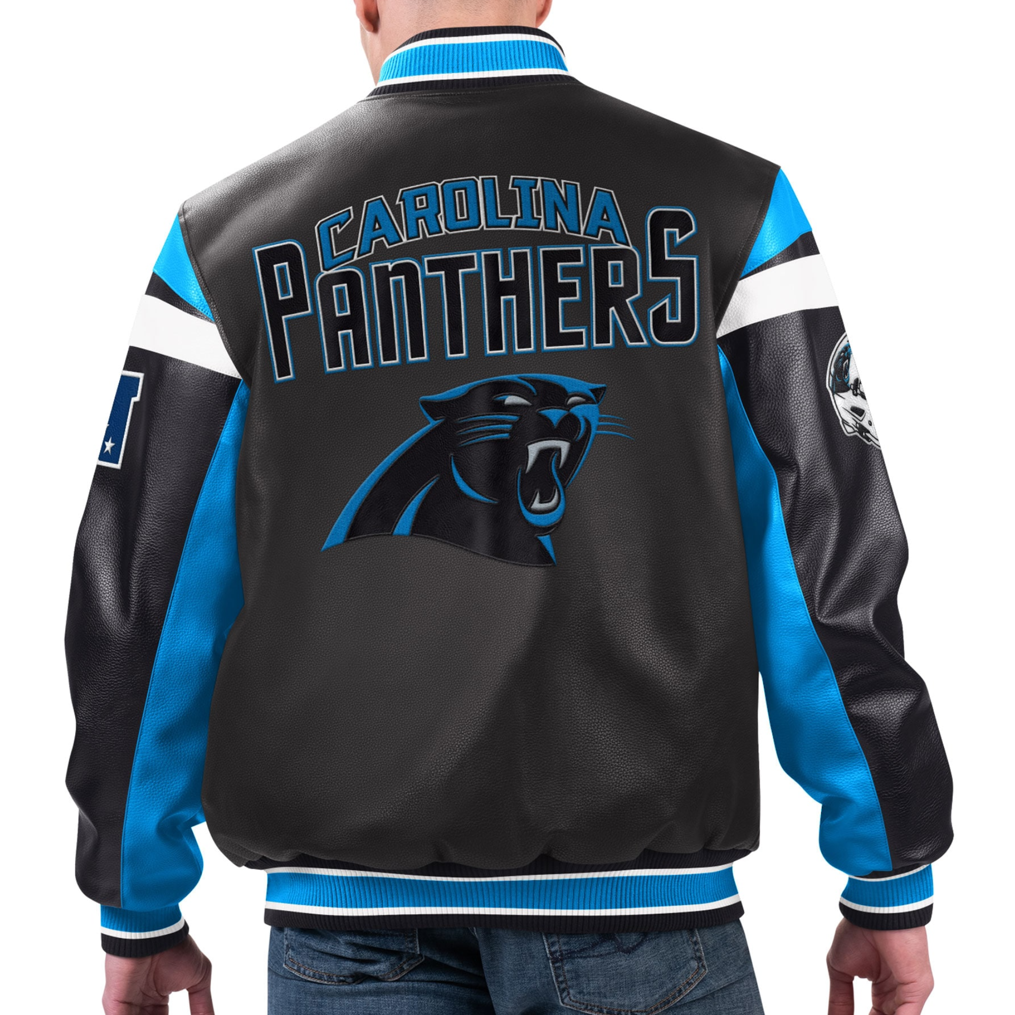 Carolina-Panthers-G-III-Sports-by-Carl-Banks-Black-Varsity-Leather-Jacket-LeatherMoto