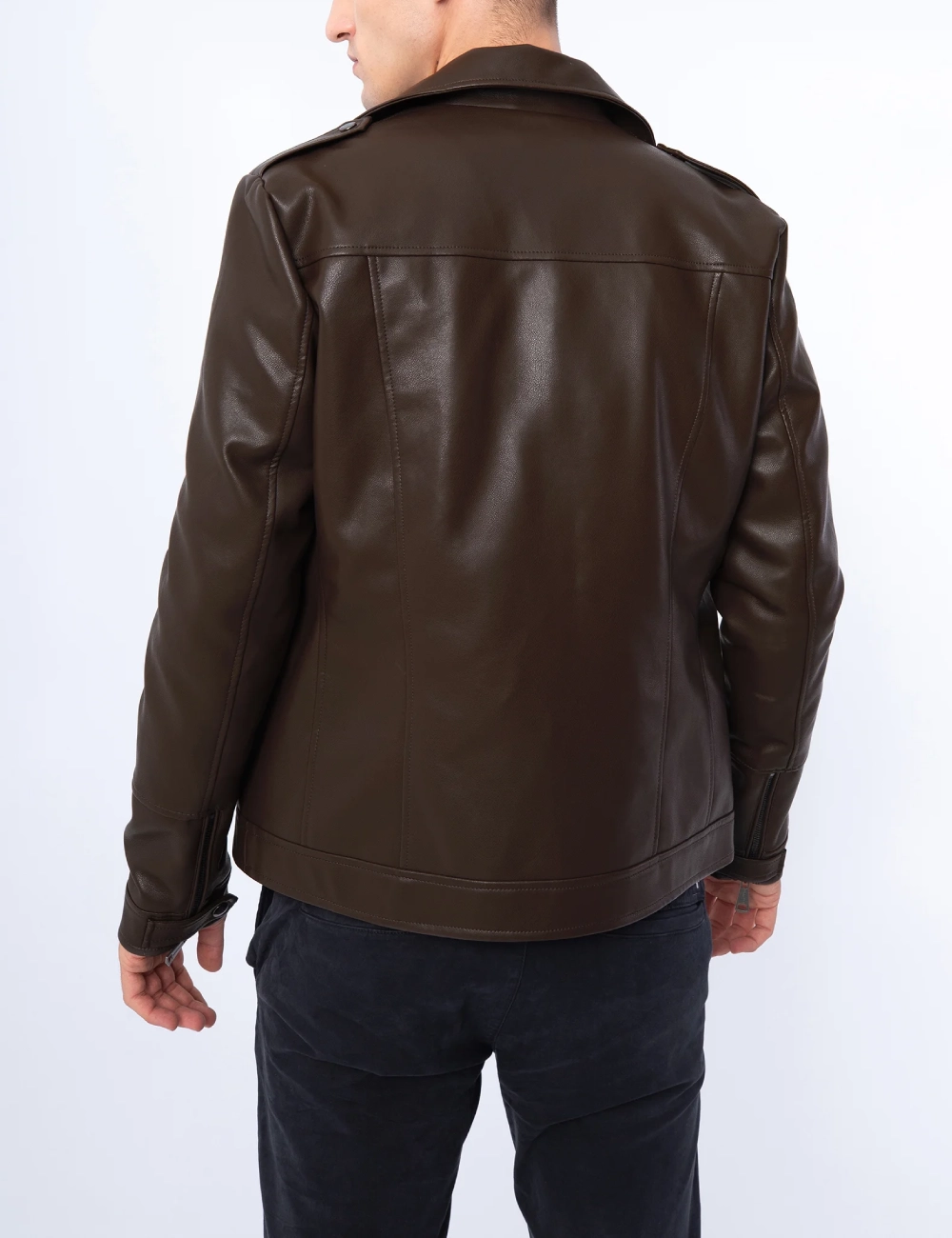 Chestnut Rider Brown Leather Moto Jacket – Sleek and Minimalist Biker Design (3)