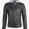 Chic Urban Men's Explorer Real Leather Jacket with Removable Gray Hooded (1)