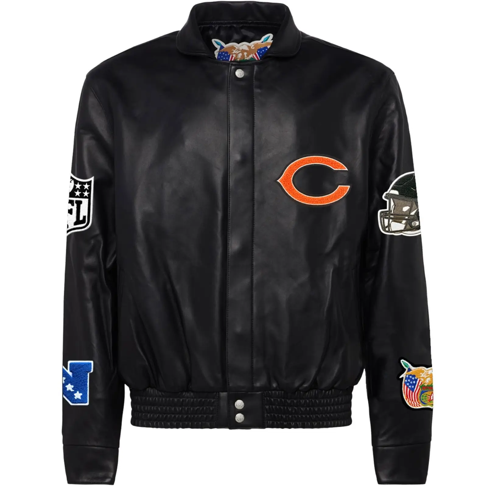 Chicago-Bears-Jeff-Hamilton-Black-Leather-Varsity-Jacket-LeatherMoto