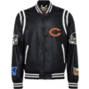 Chicago-Bears-Jeff-Hamilton-Black-Vegan-Full-Snap-Leather-Varsity-Jacket-LeatherMoto