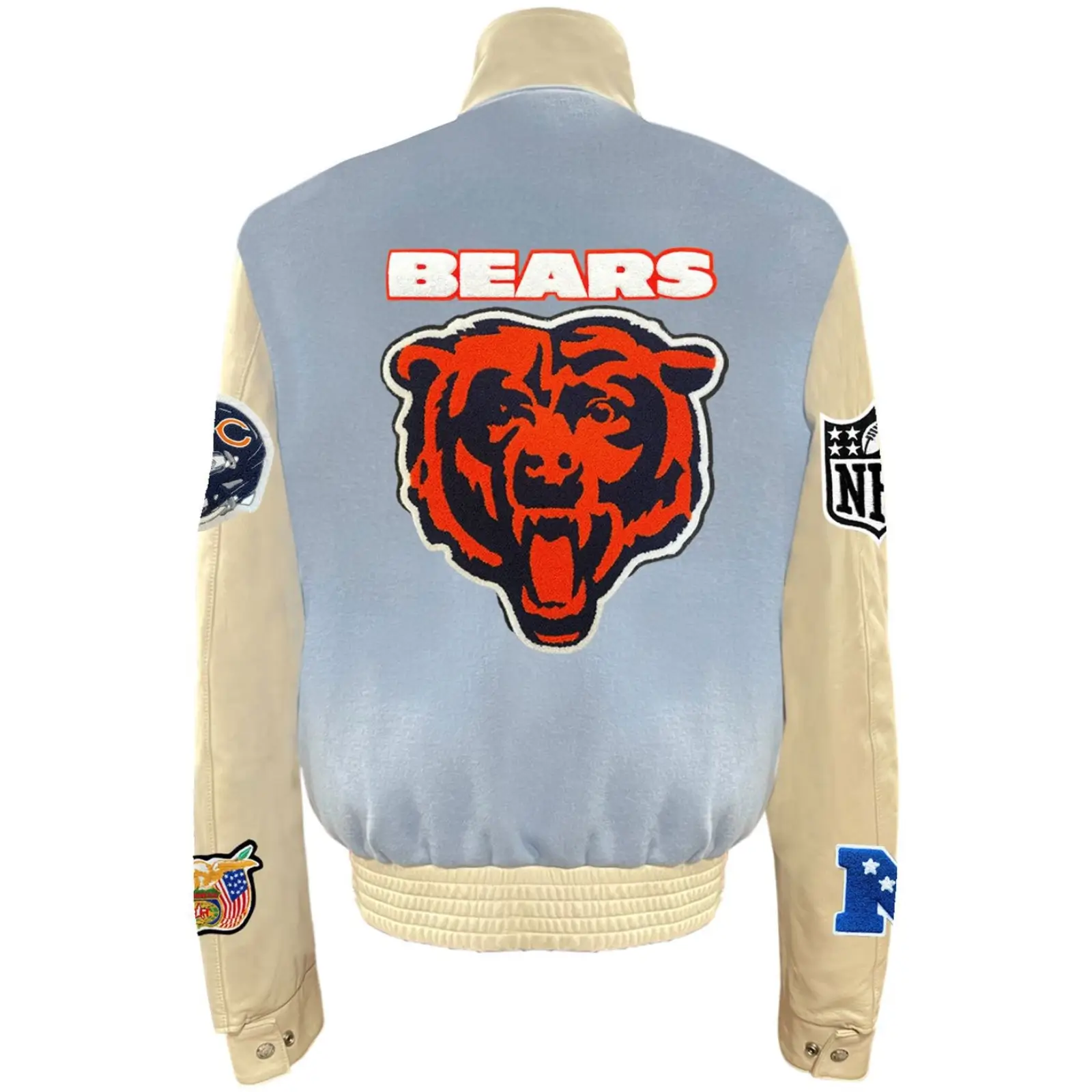 Chicago-Bears-Jeff-Hamilton-Stand-Up-Collar-Wool-Leather-Varsity-Jacket-LeatherMoto