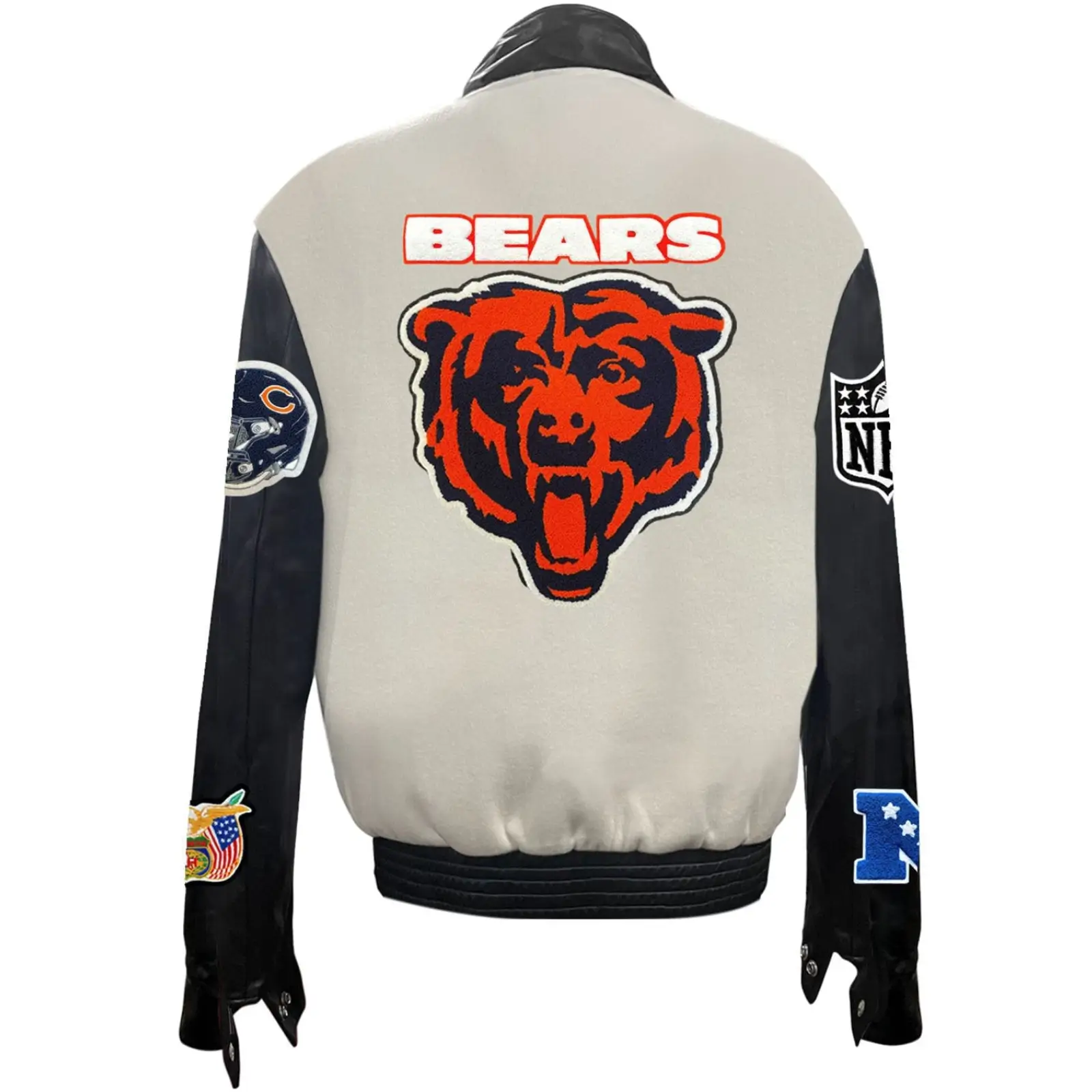Chicago-Bears-Jeff-Hamilton-Wool-Leather-Varsity-Jacket-White-Black-LeatherMoto