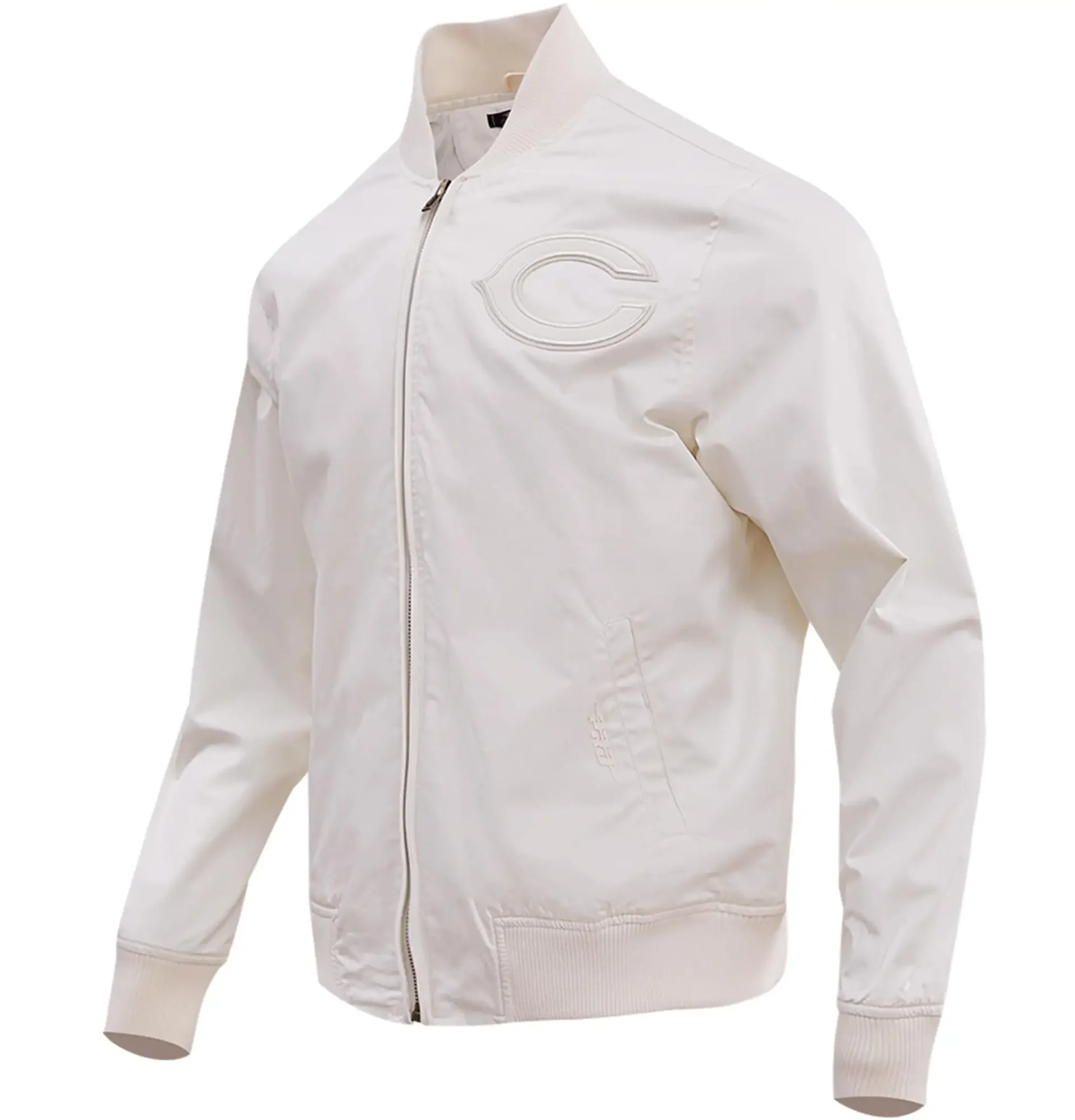 Chicago-Bears-Pro-Standard-Neutral-Full-Zip-Satin-Varsity-Jacket-LeatherMoto