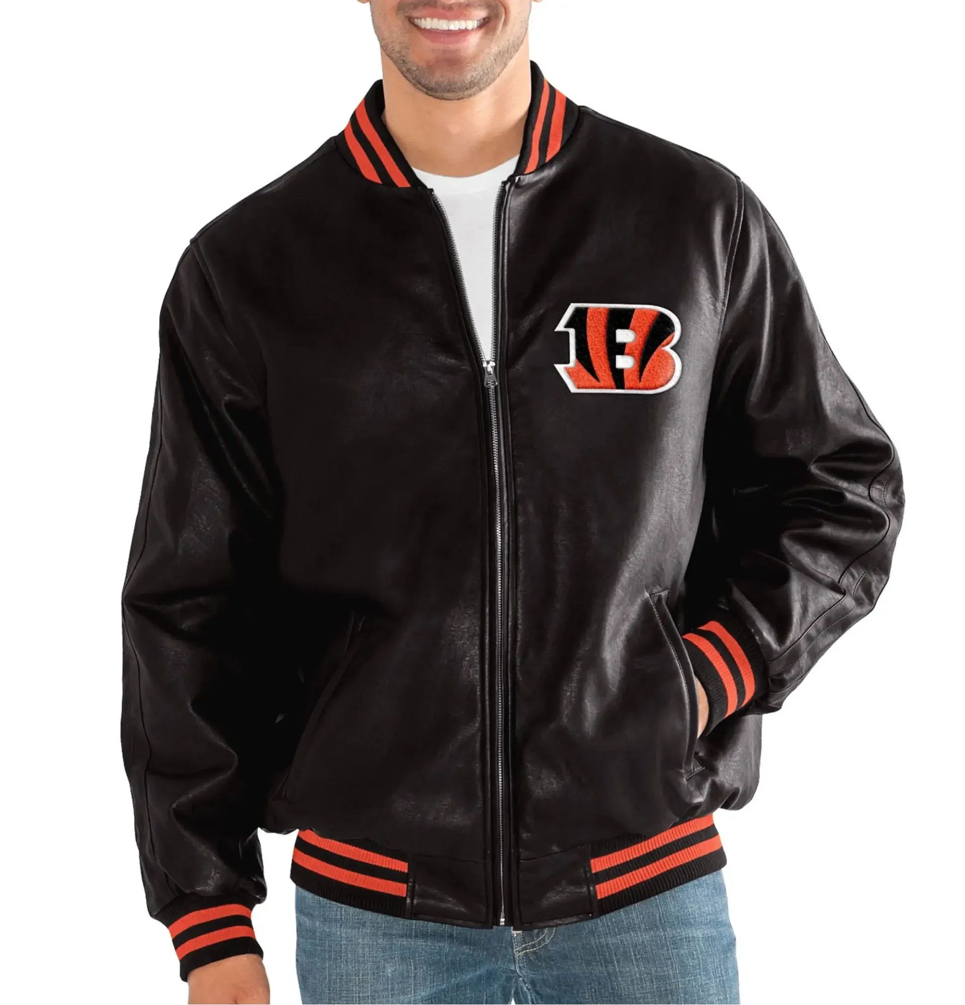 Cincinnati-Bengals-G-III-Sports-by-Carl-Banks-Black-Stiff-Pleather-Varsity-Jacket-LeatherMoto