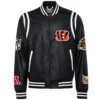 Cincinnati-Bengals-Jeff-Hamilton-Black-Leather-Varsity-Jacket-LeatherMoto