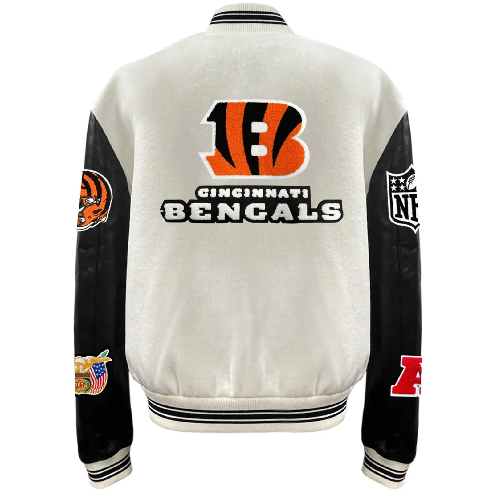 Cincinnati-Bengals-Jeff-Hamilton-Wool-Leather-Full-Snap-Varsity-Jacket-LeatherMoto