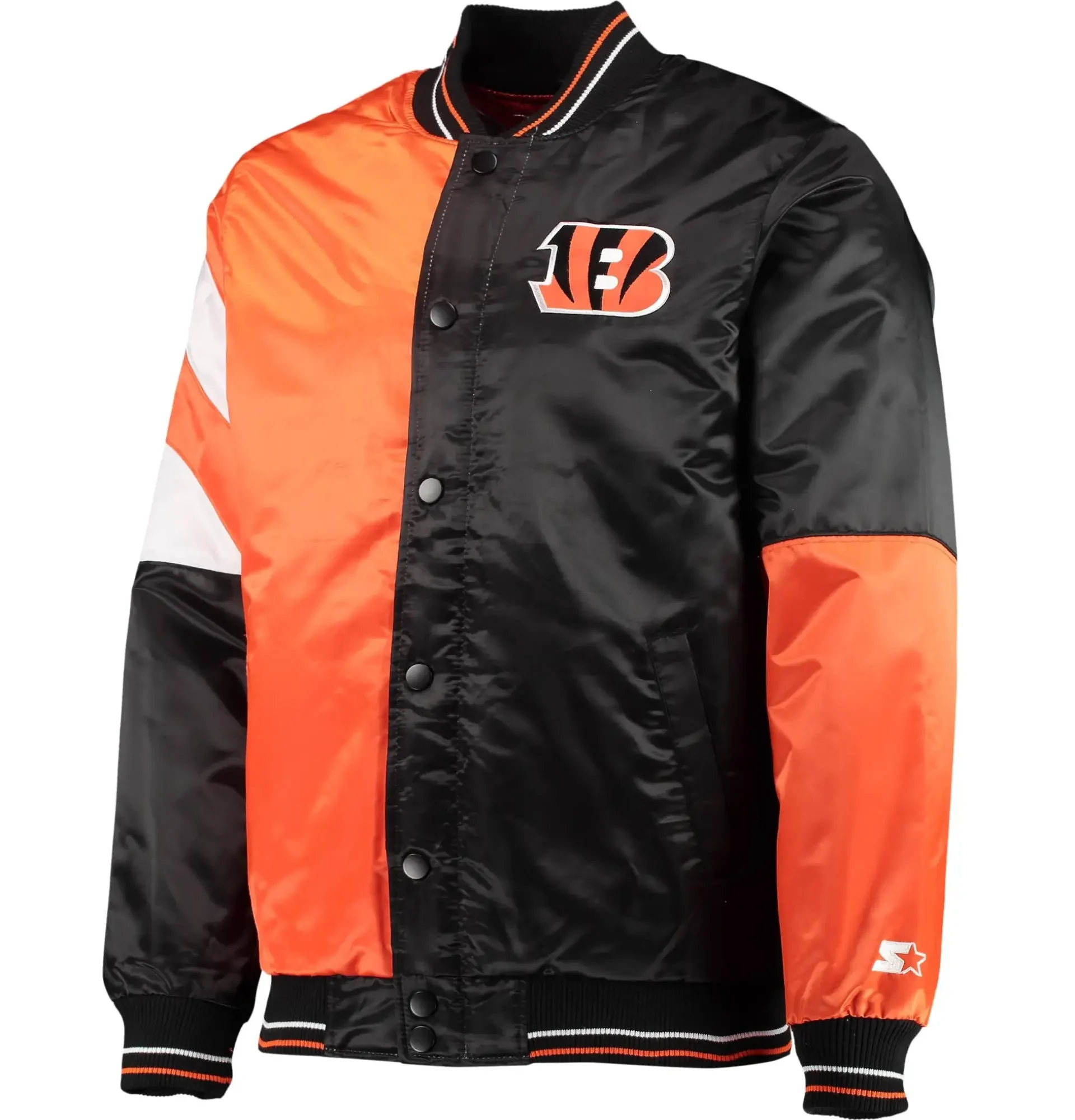Cincinnati-Bengals-Starter-Vintage-Satin-Full-Snap-Varsity-Jacket-Black-Orange-LeatherMoto
