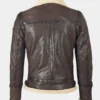 Classic Aviator Leather Jacket Dark Brown with Shearling Collar (2)