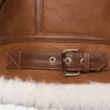 Classic Aviator Shearling Jacket Wooden Brown Leather with Heavy-Duty Zip and Buckled Collar (3)
