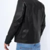 Classic Black Leather Biker Jacket Sleek Design with Streamlined Fit and Premium Detailing (4)