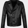Classic Black Leather Biker Jacket Sleek Design with Streamlined Fit and Premium Detailing (6)