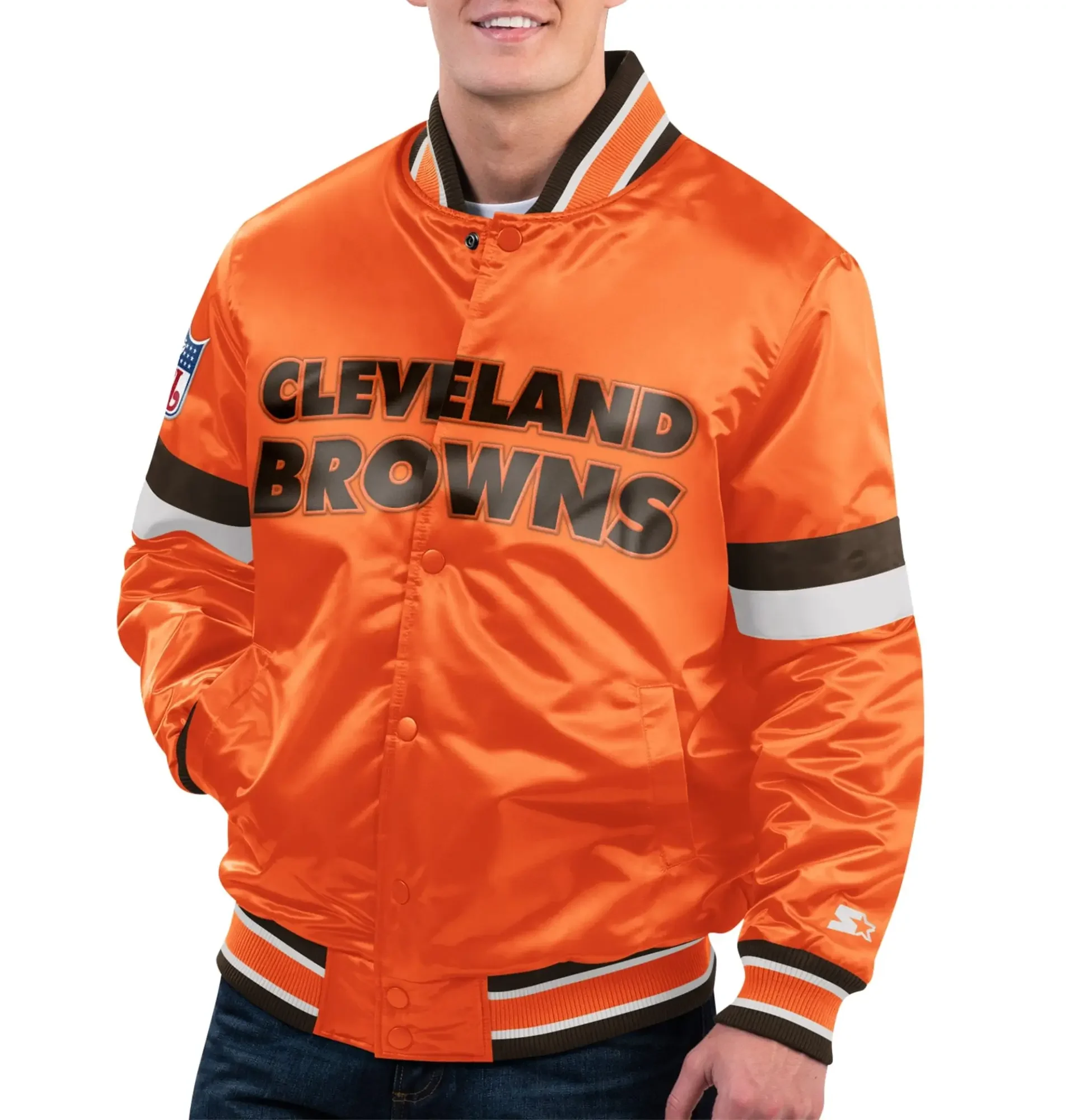 Cleveland-Browns-Starter-Orange-Gridiron-Classics-Satin-Full-Snap-Varsity-Jacket-LeatherMoto