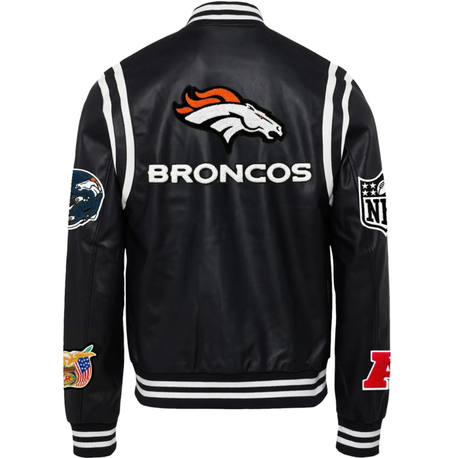Denver-Broncos-Jeff-Hamilton-Black-Leather-Varsity-Jacket-LeatherMoto