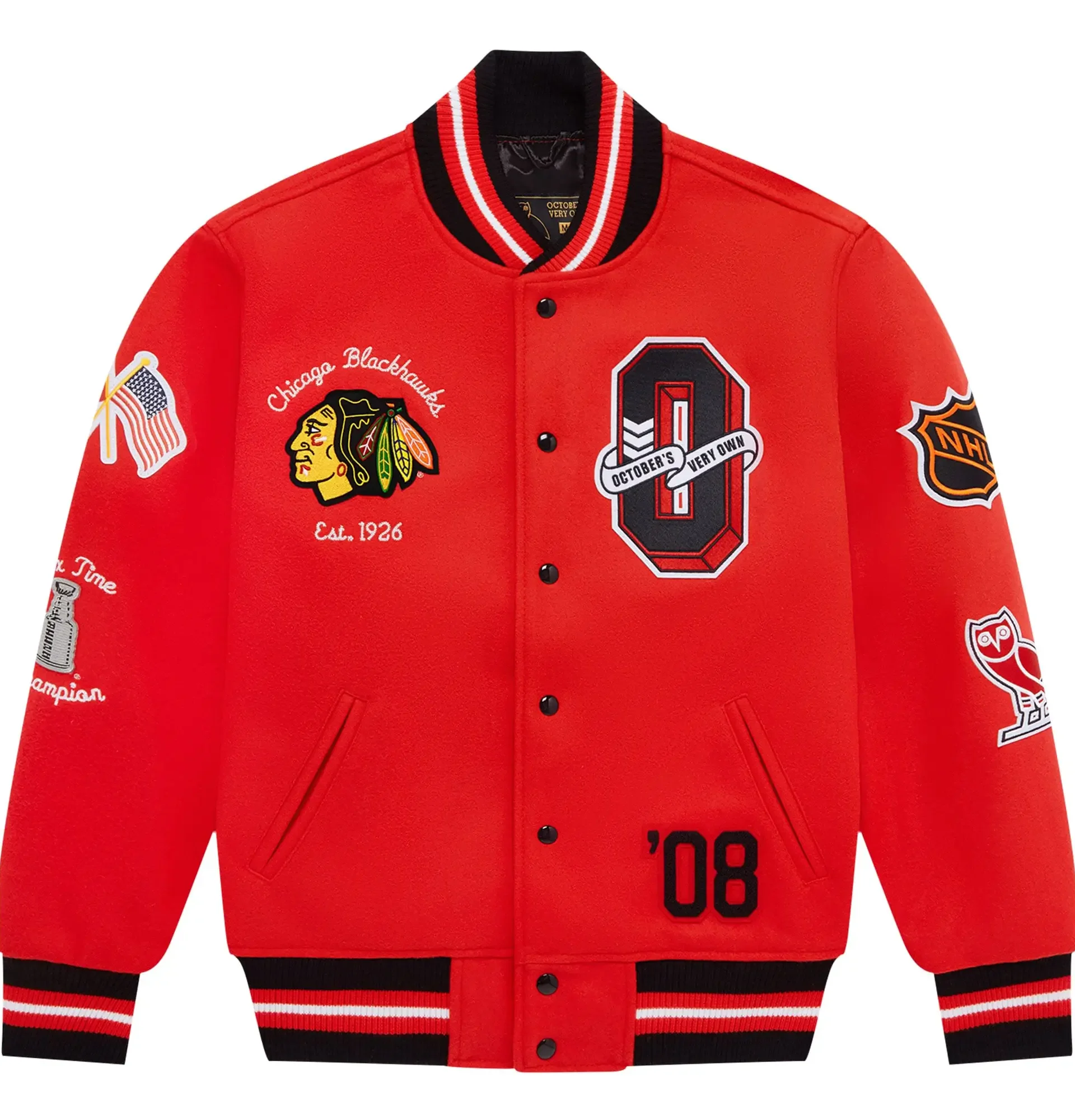 Detroit-Red-Wings-OVO-x-NHL-Red-Full-Snap-Wool-Varsity-Jacket-leather moto (2)