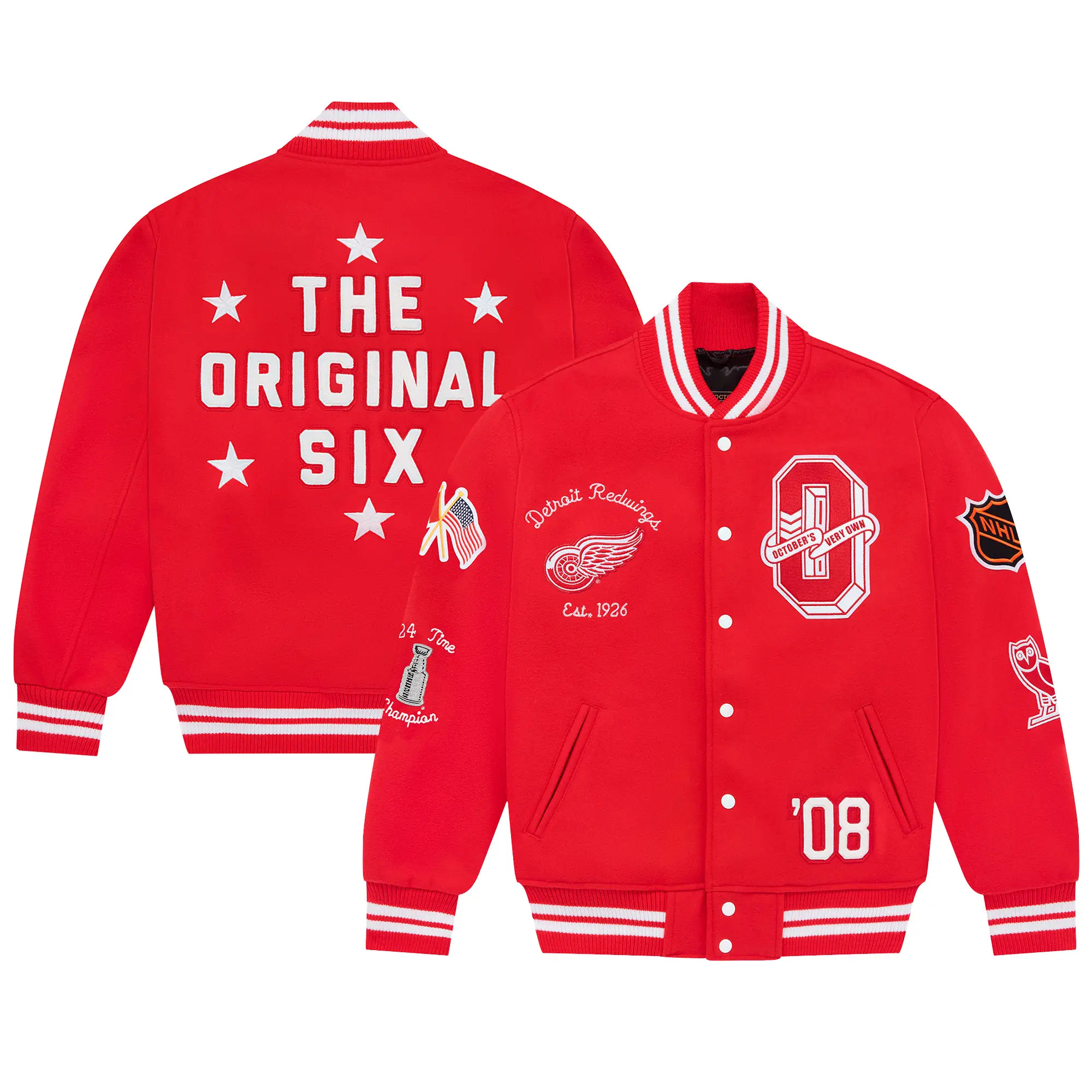 Detroit-Red-Wings-OVO-x-NHL-Red-Full-Snap-Wool-Varsity-Jacket-leather moto leather moto (1)