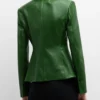 Elegant Forest Green Tailored Italian Leather Blazer for Women (3)