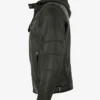 Forest Green Urban Leather Jacket with Removable Hood (4)