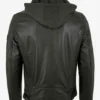 Forest Green Urban Leather Jacket with Removable Hood (5)