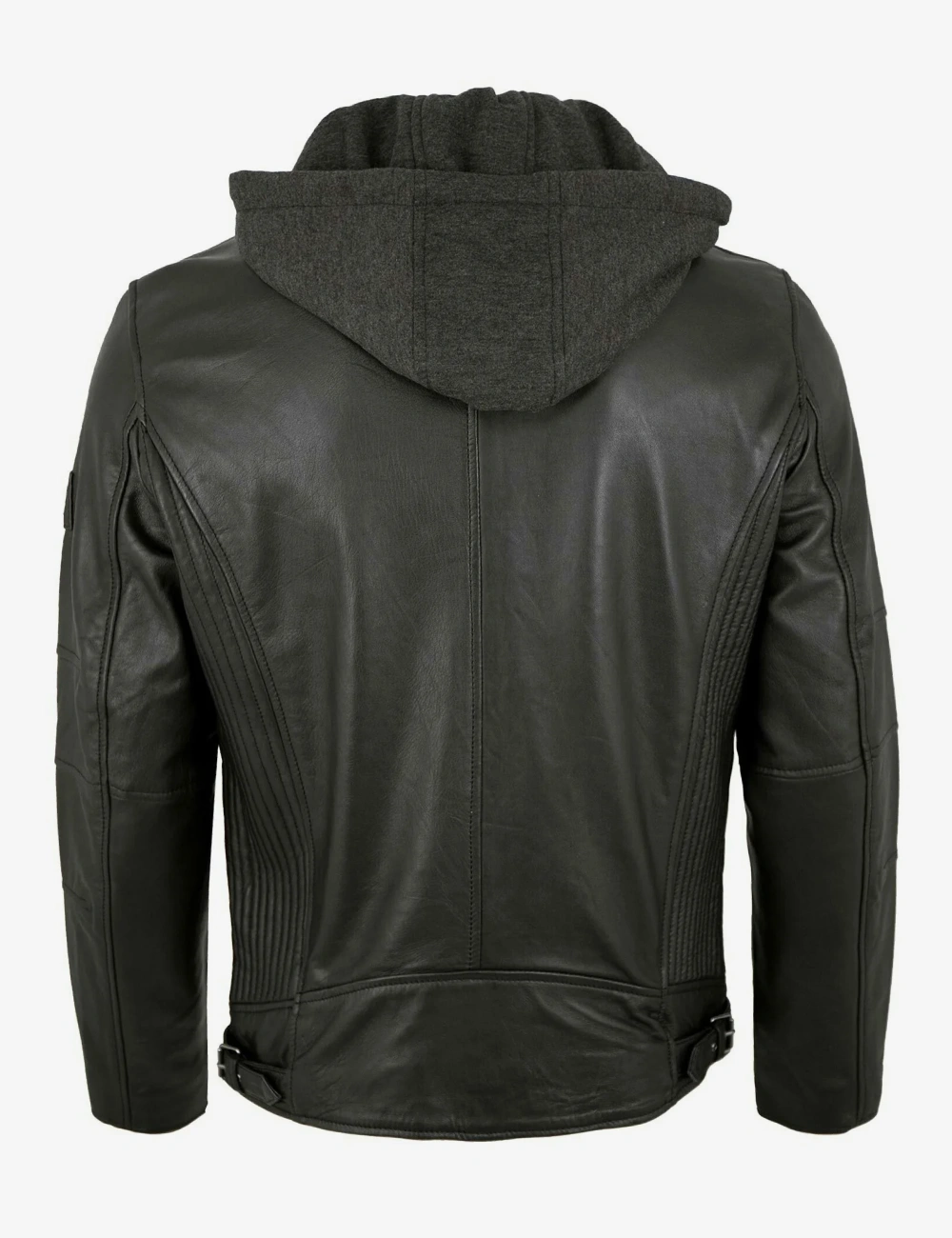 Forest Green Urban Leather Jacket with Removable Hood (5)