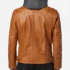 Golden Cognac Urban Men Biker Hooded Leather Jacket (2)