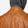 Golden Cognac Urban Men Biker Hooded Leather Jacket (4)
