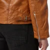 Golden Cognac Urban Men Biker Hooded Leather Jacket (5)