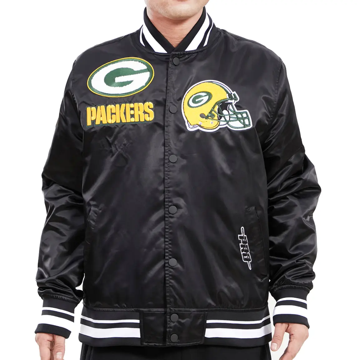 Green-Bay-Packers-Classic-Rib-Satin-Black-Varsity-Jacket-LeatherMoto
