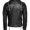 Heavy-Duty Luxury Black Leather Biker Jacket – Design Retro-Inspired with Zipped Cuffs and Chest Pockets