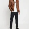 Heritage Tan Tone Craft Leather Bomber Jacket (2)