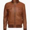 Heritage Tan Tone Craft Leather Bomber Jacket (5)