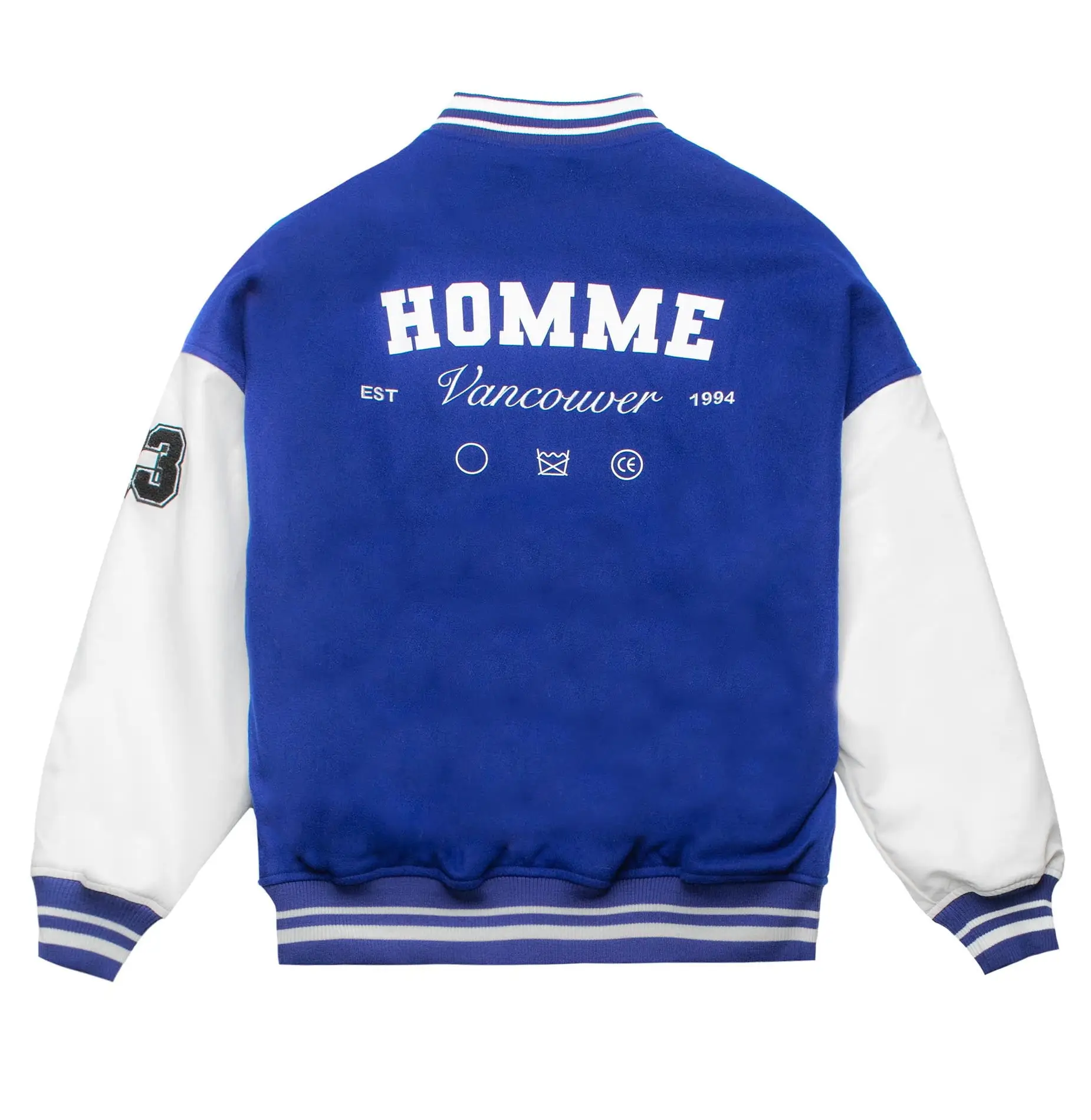 Homme-Vancouver-Logo-BlueWhite-Wool-Leather-Varsity-Jacket- leather moto (8)