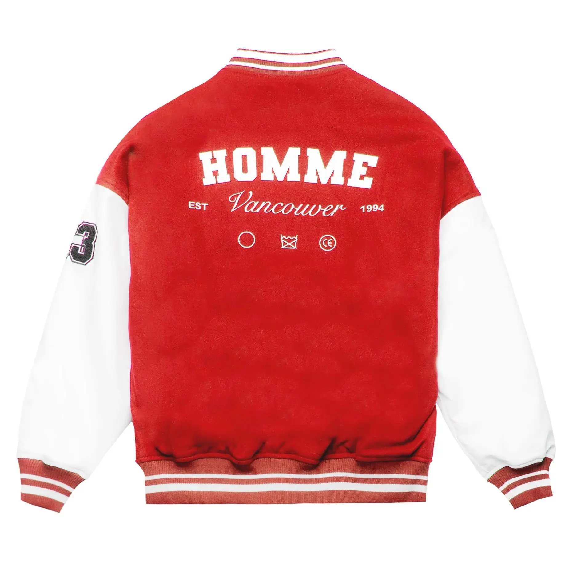 Homme-Vancouver-Logo-RedWhite-Wool-Leather-Varsity-Jacket-leather moto (7)