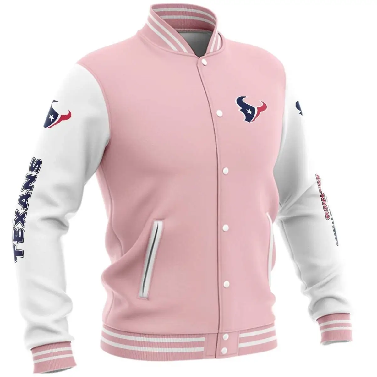 Houston-Texans-Classic-Rib-Satin-Varsity-Jacket-Pink-White-LeatherMoto