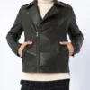 Hunter’s Trail Olive Green Leather Jacket – Rugged Biker Style with Earthy Tones (1)