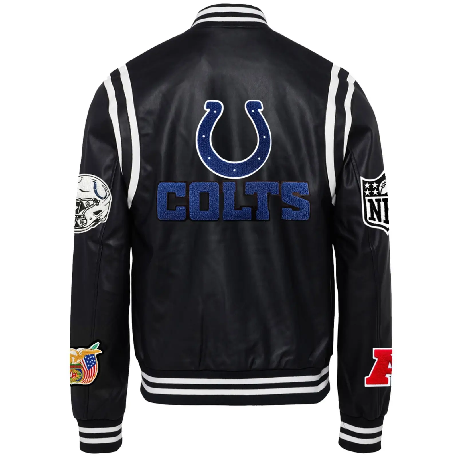 Indianapolis-Colts-Jeff-Hamilton-Black-Leather-Varsity-Jacket-LeatherMoto