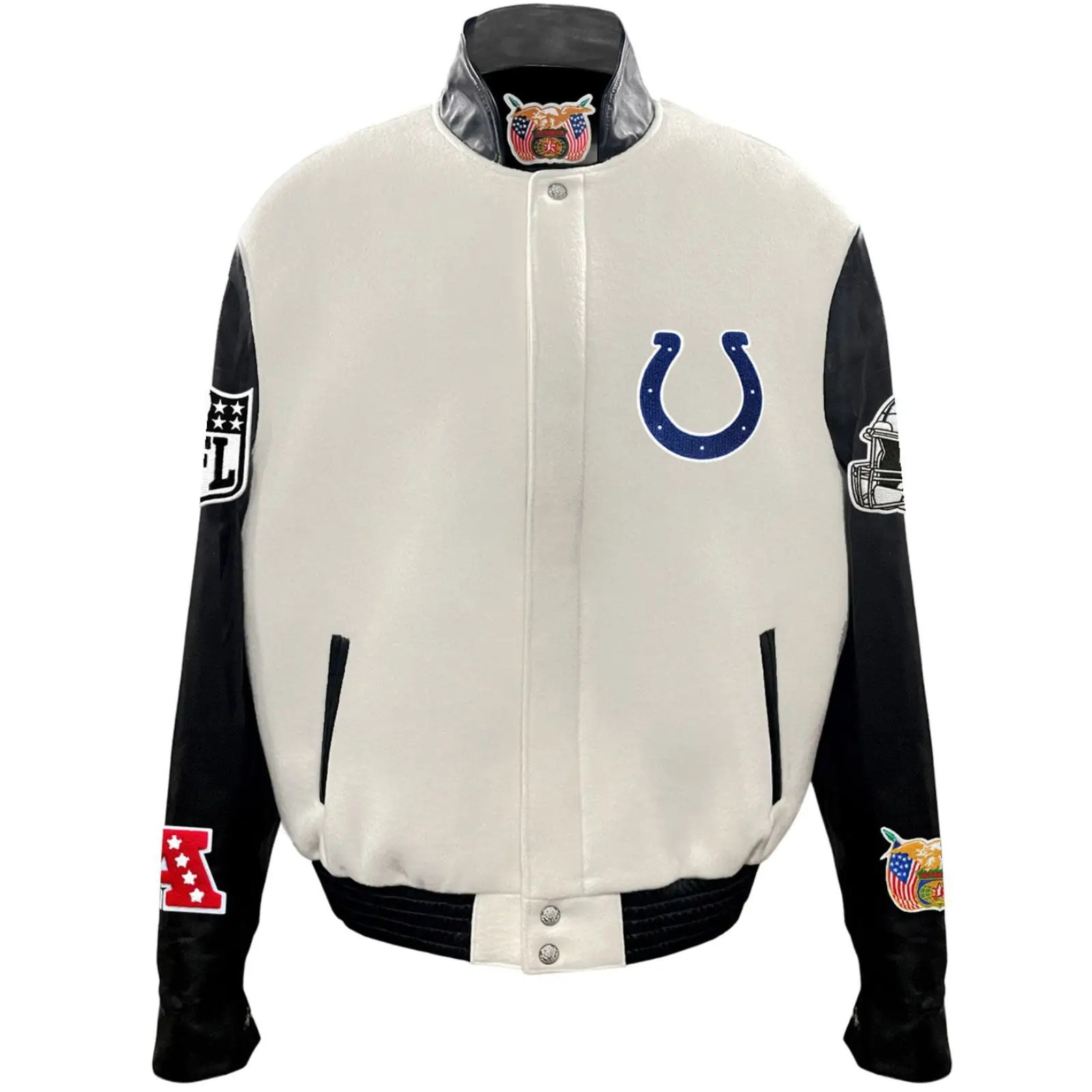 Indianapolis-Colts-Jeff-Hamilton-Stand-Up-Collar-Wool-Leather-Varsity-Jacket-LeatherMoto