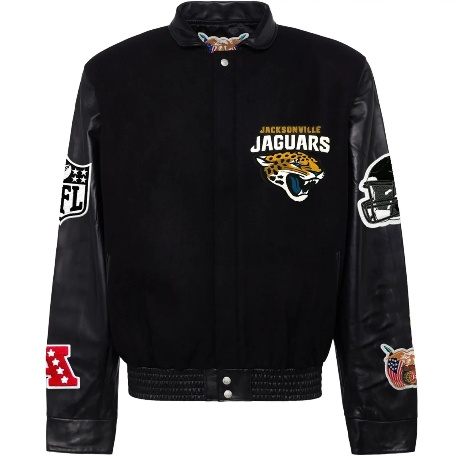 Jacksonville-Jaguars-Jeff-Hamilton-Black-Wool-Leather-Varsity-Jacket-LeatherMoto