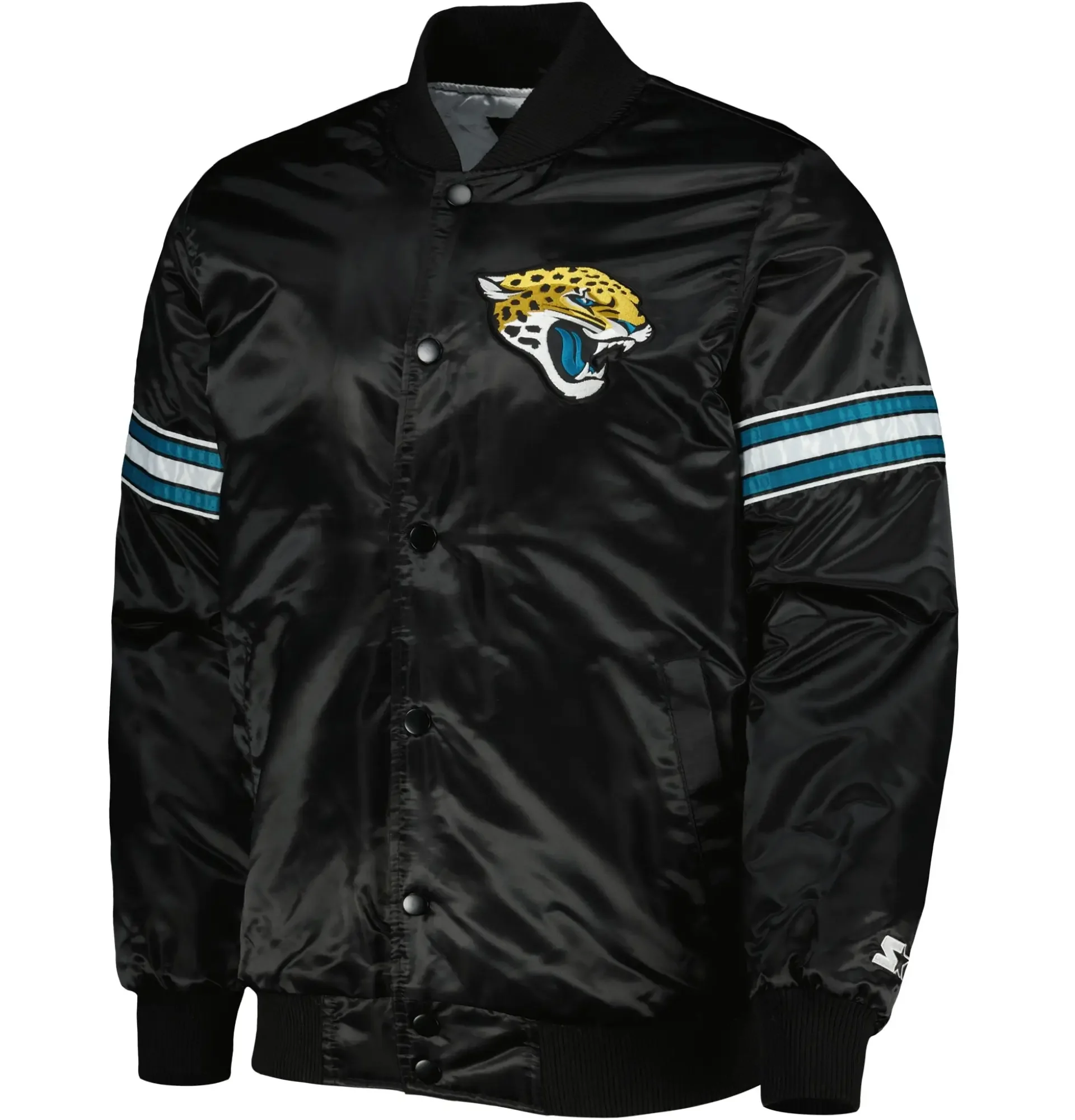 Jacksonville-Jaguars-Starter-Black-The-Pick-and-Roll-Full-Snap-Satin-Varsity-Jacket-LeatherMoto