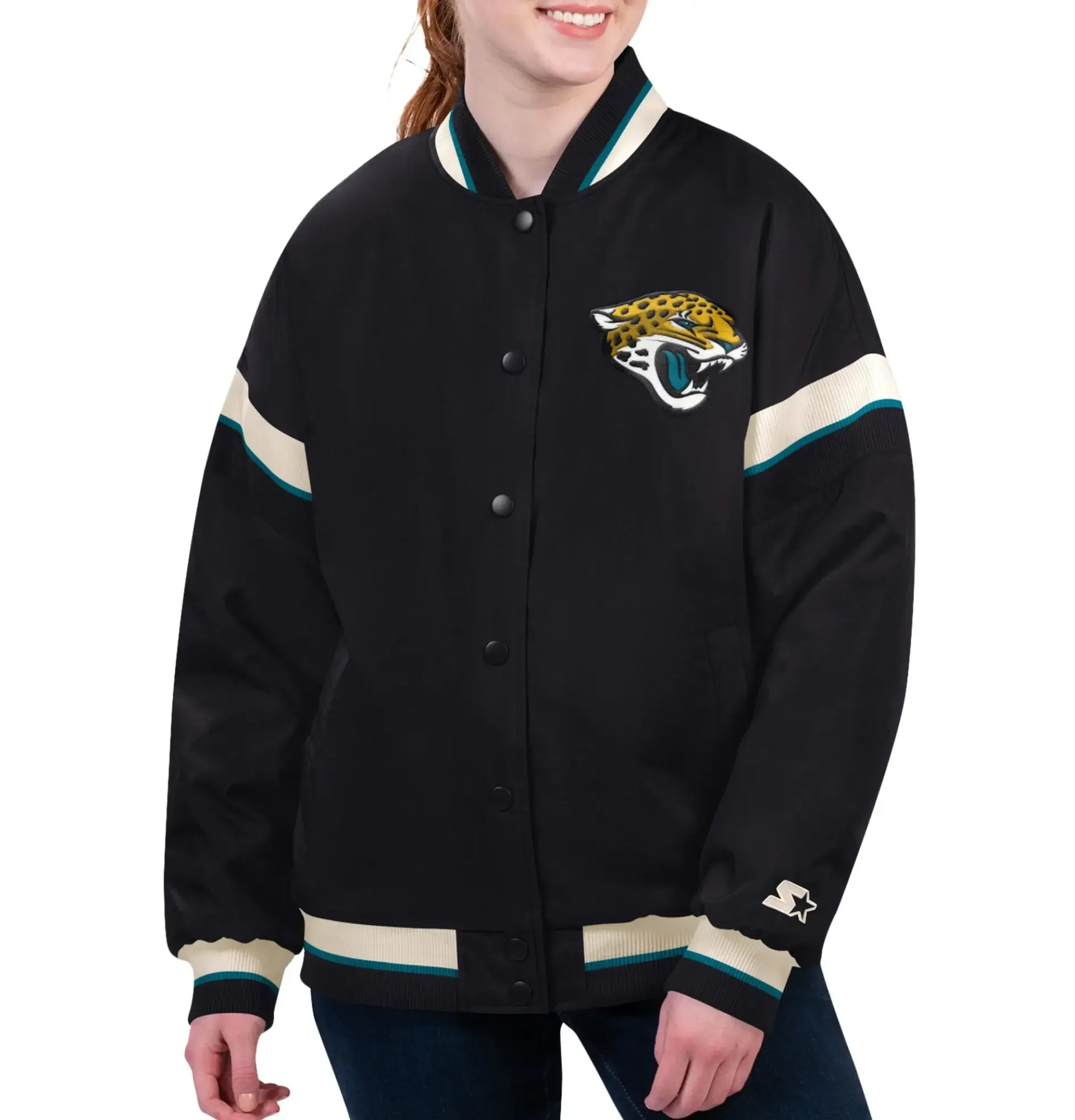 Jacksonville-Jaguars-Starter-Tournament-Full-Snap-Satin-Black-Varsity-Jacket-LeatherMoto