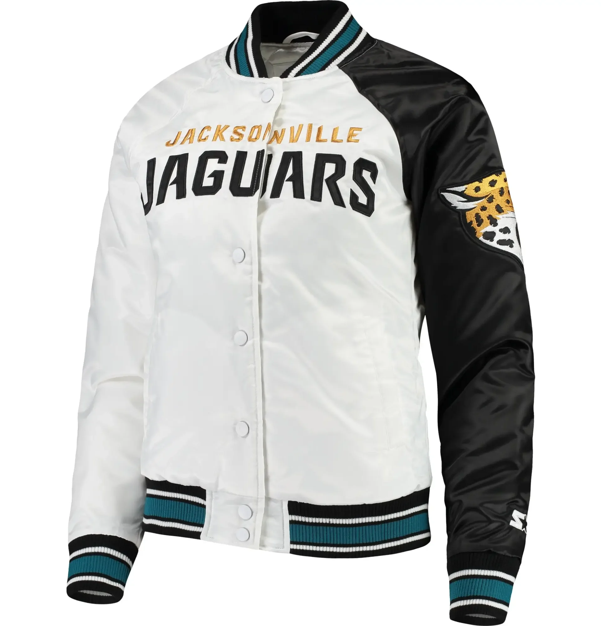Jacksonville-Jaguars-Starter-White-Black-Hometown-Satin-Varsity-Jacket-LeatherMoto