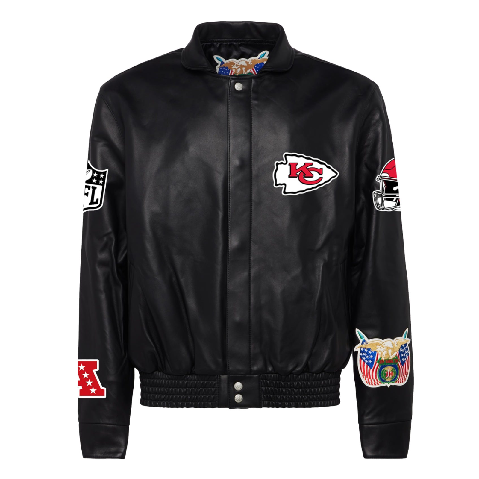 Kansas-City-Chiefs-Jeff-Hamilton-Full-Snap-Black-Leather-Jacket-LeatherMoto