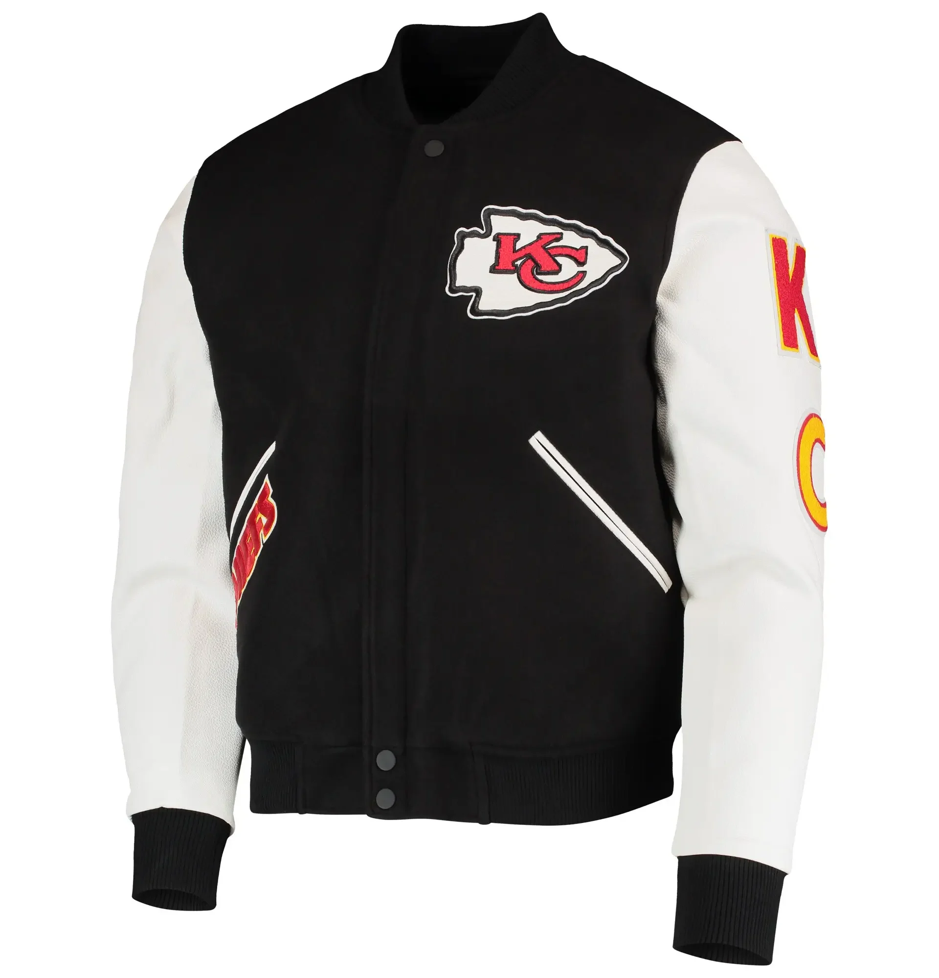 Kansas-City-Chiefs-Pro-Standard-Logo-Full-Zip-Black-White-Varsity-Jacket-LeatherMoto