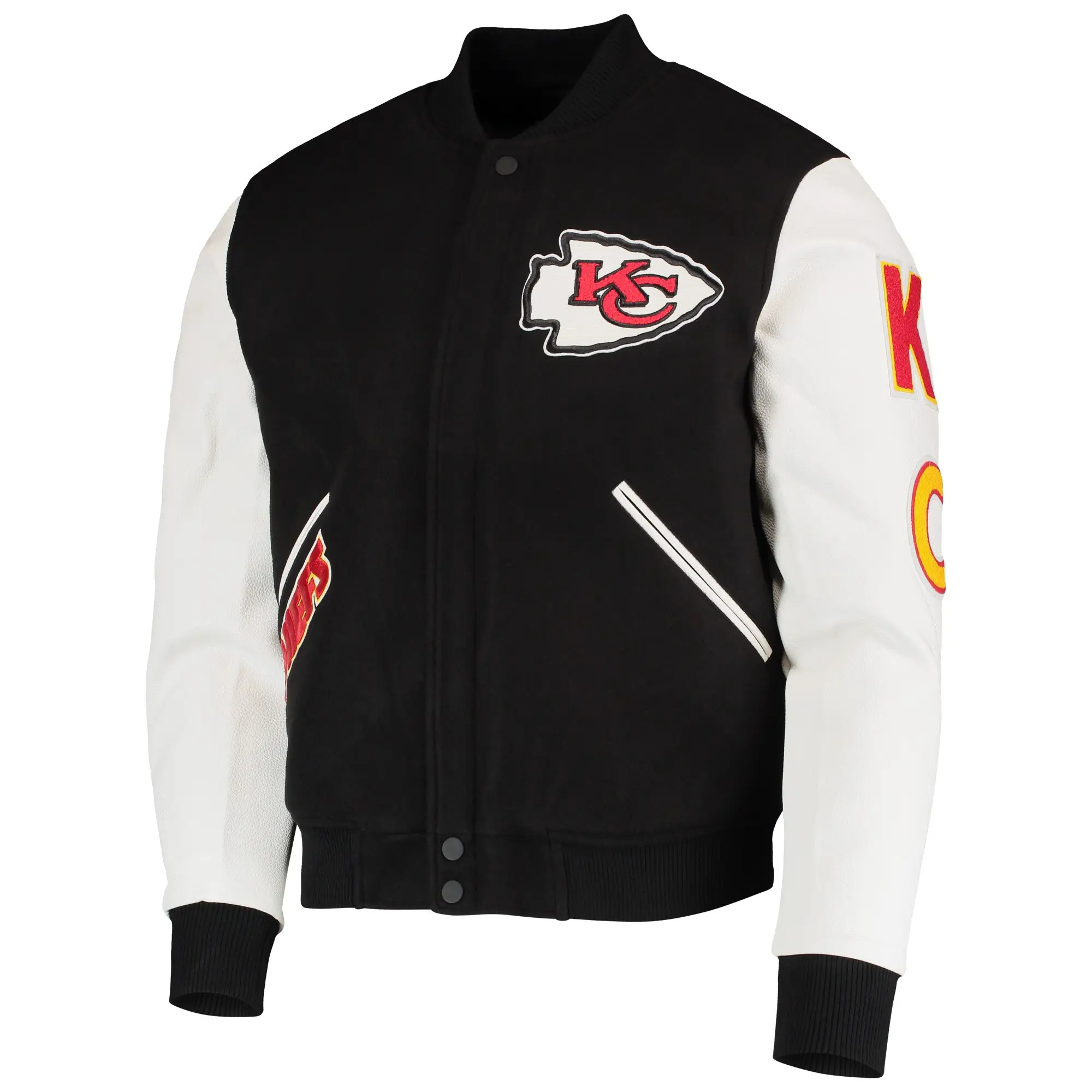 Kansas-City-Chiefs-Pro-Standard-Logo-Full-Zip-Black-White-Varsity-Jacket-LeatherMoto