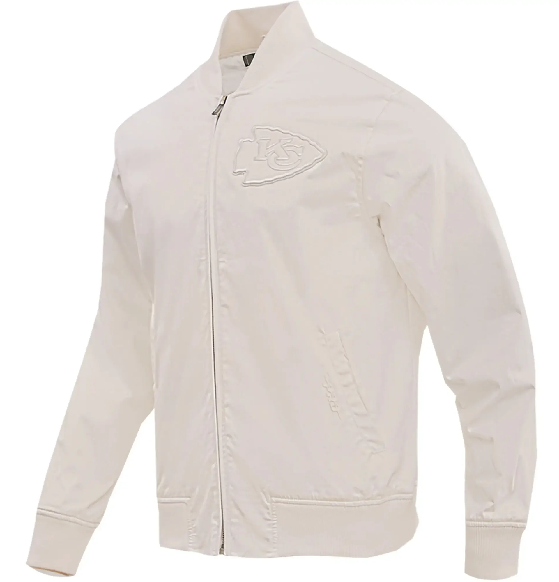 Kansas-City-Chiefs-Pro-Standard-Neutral-Full-Zip-Satin-Varsity-Jacket-LeatherMoto