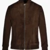 LM Signature Pure Suede Brown Bomber Leather Jacket (1)