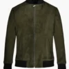 LM Signature Pure Suede Green Bomber Leather Jacket (1)